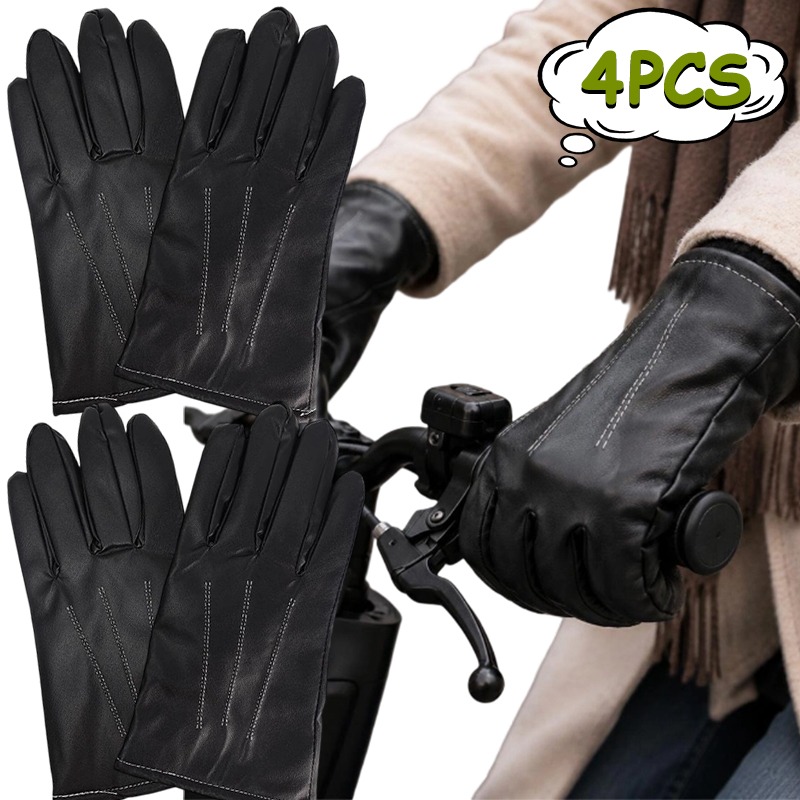 Leather Driving Glove - 1/2 pares de guantes de invierno